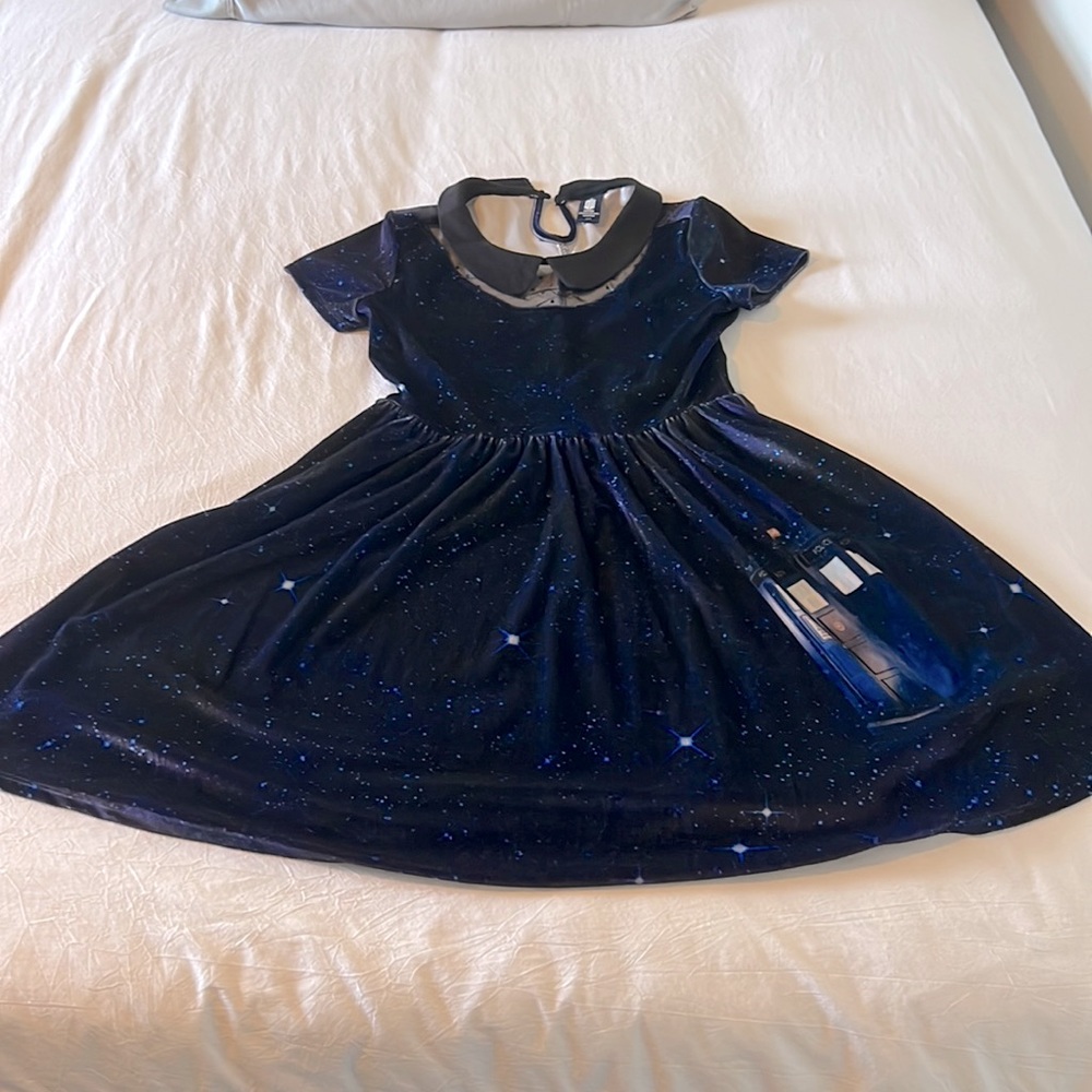 BBC Hot Top Dr Who Tardis Velvet Dress Size S